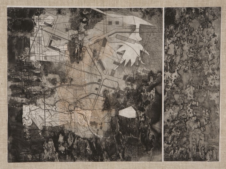 Mappa V, akwaforta, wash resist, 50 x 68, 2015